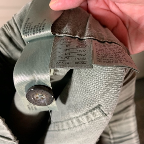 𝅺roots Raw Hem Shorts Cotton Linen Washed Green Sz Small Elastic Waist Pull on - Picture 10 of 11